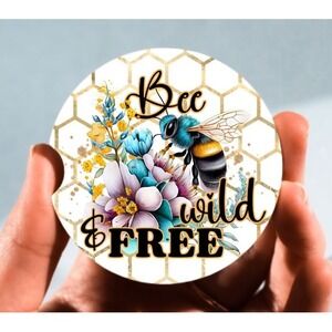Set of 2 Car Coasters,‎ Bee Wild And Free Car Coaster, Neoprene Car Coaster
